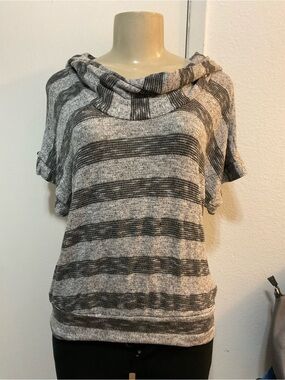 Judith women’s Y2K Gray Striped Cowl Neck Women's Sweater top size 2X